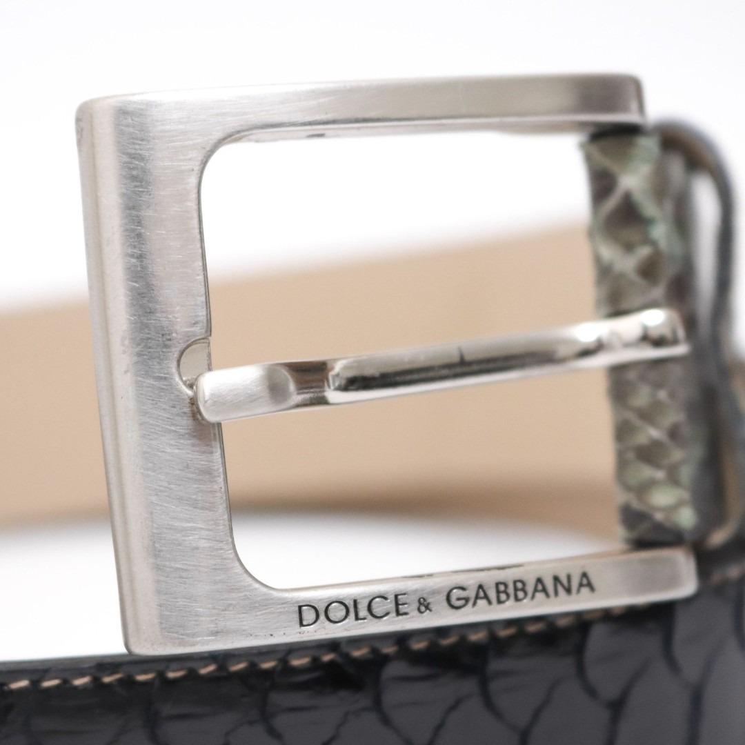 DOLCE&GABBANA ドルガバ　ベルト　レザー　ヘビ柄　パイソン　ブラック
