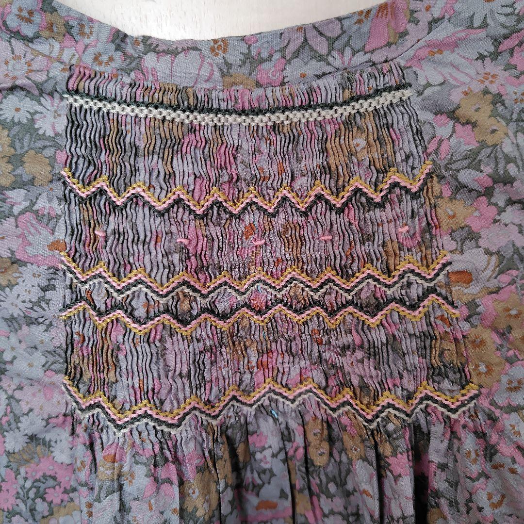 再値下げ【2度着用】ボンポワン 限定リバティ スモッキングドレス 10A