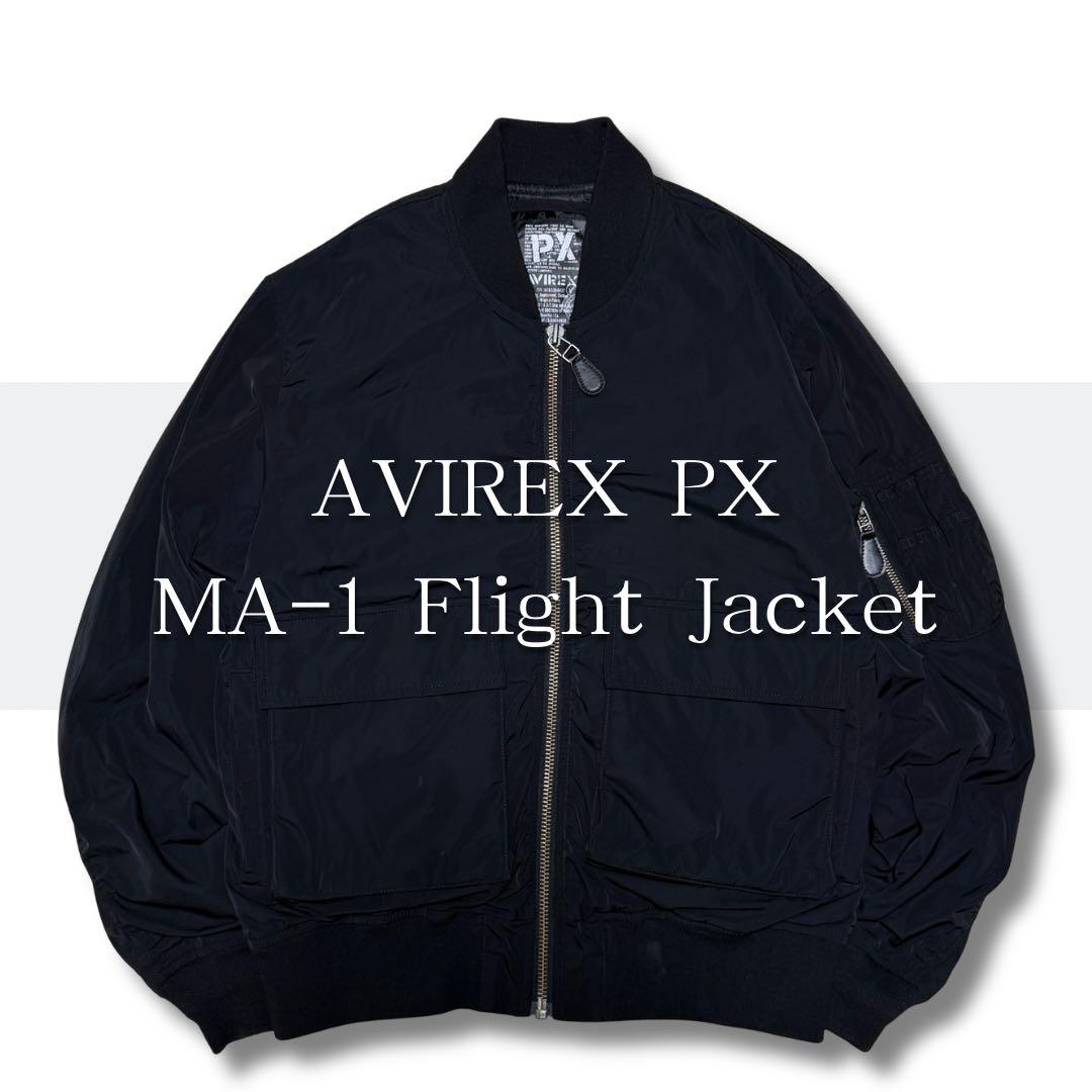 AVIREX PX MA-1 フライトジャケット ブラック L ミリタリー 短丈