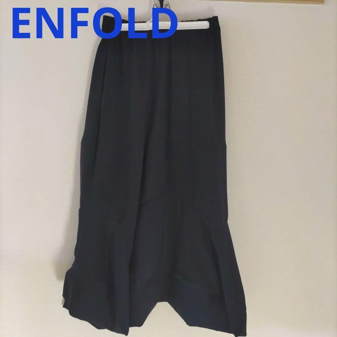 ★ENFOLD SQUARE PEPLUM SKIRT NAVY 36（S）