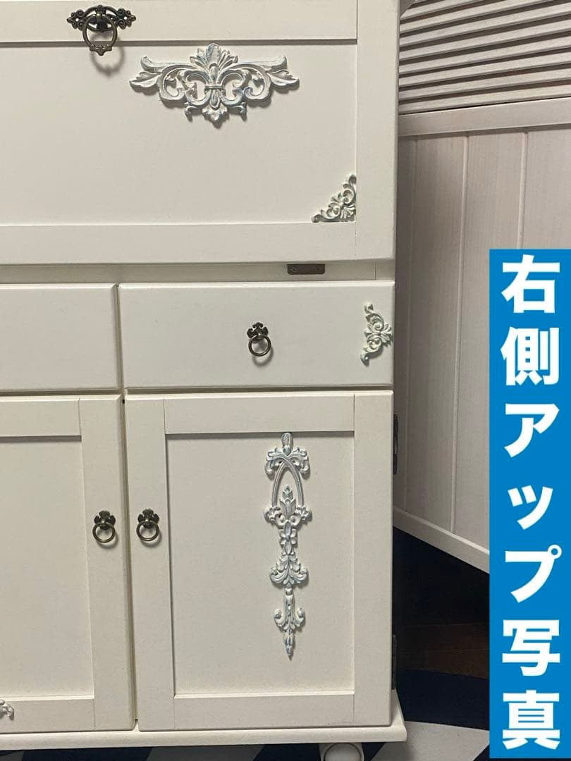 ロココ フレンチ♦️ライディングデスク タイル天板♦️アンティーク調 キッチンワゴン