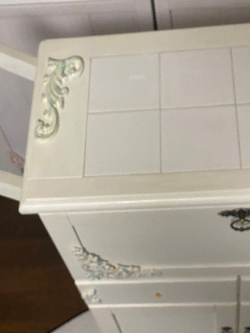 ロココ フレンチ♦️ライディングデスク タイル天板♦️アンティーク調 キッチンワゴン