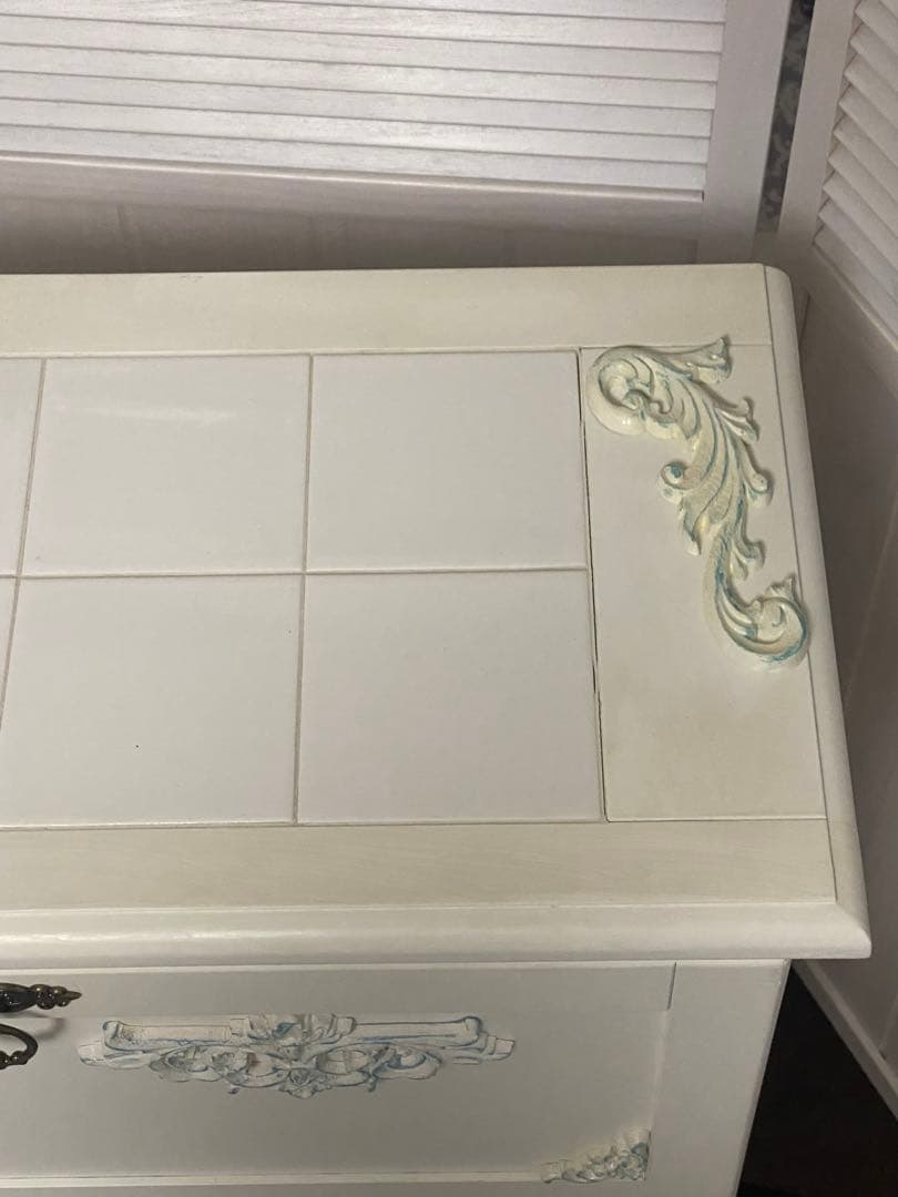 ロココ フレンチ♦️ライディングデスク タイル天板♦️アンティーク調 キッチンワゴン