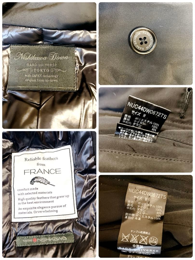 ナノユニバース×西川ダウン ステンカラーコート ダウンコート　ブラック