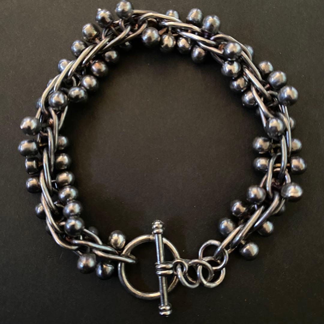 Vintage メキシコ シルバー パール DNA リンク ブレスレット