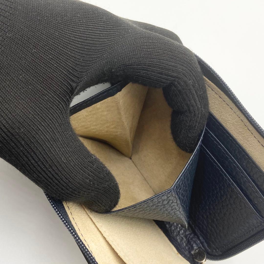 極美品　ATAO アタオ　ミリモ　ケリー　折り財布　レザー　ネイビー