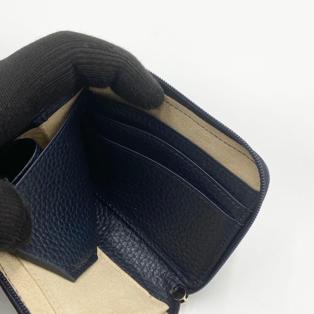 極美品　ATAO アタオ　ミリモ　ケリー　折り財布　レザー　ネイビー