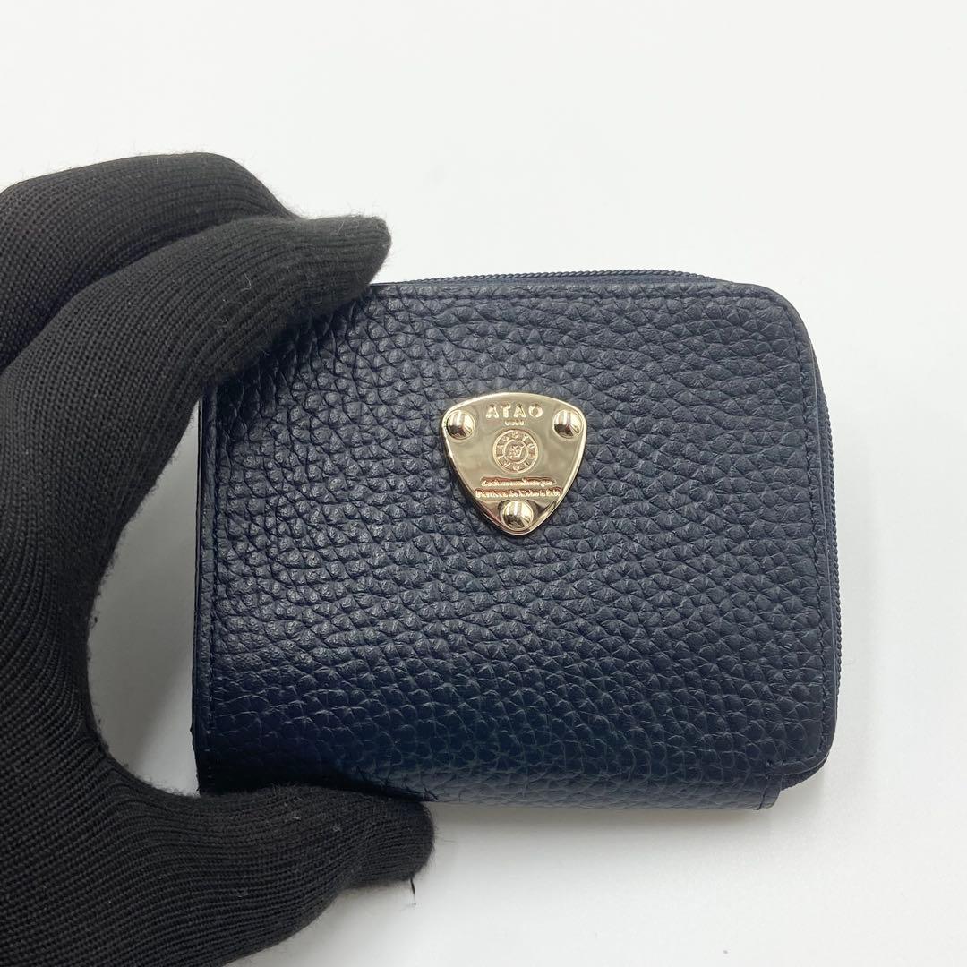 極美品　ATAO アタオ　ミリモ　ケリー　折り財布　レザー　ネイビー
