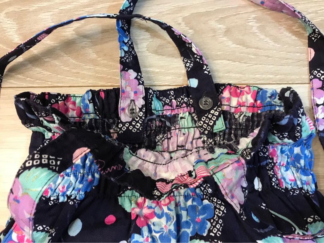 美品　メゾピアノmezzopiano浴衣2way 紫陽花リボン　ラメ　150