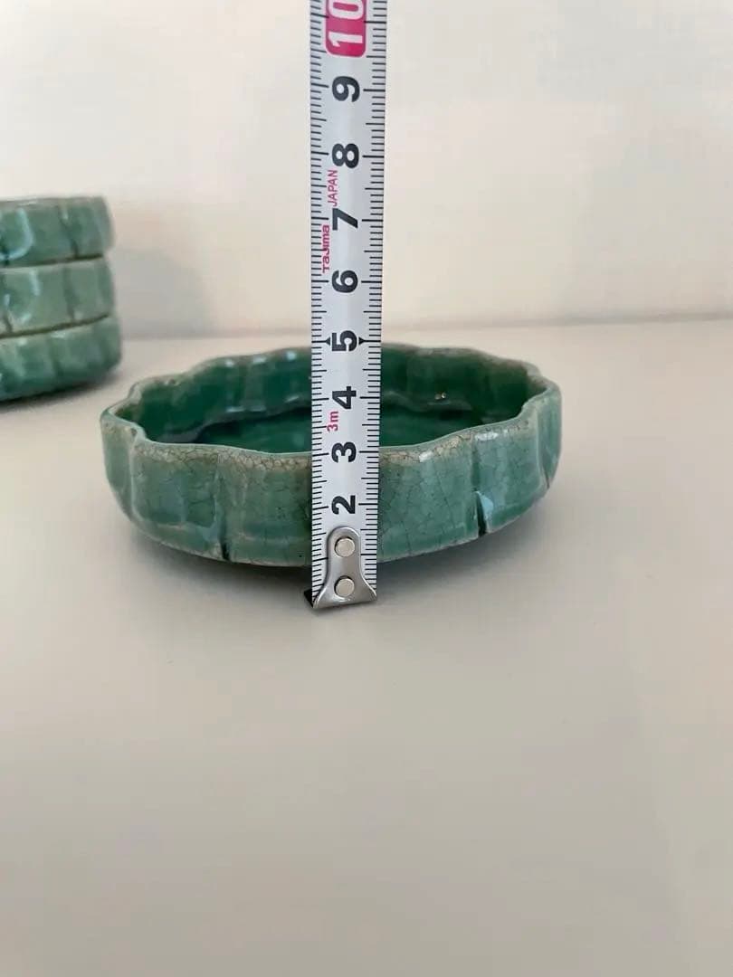 新品未使用　林拓児作　緑釉 菊小皿 4枚セット