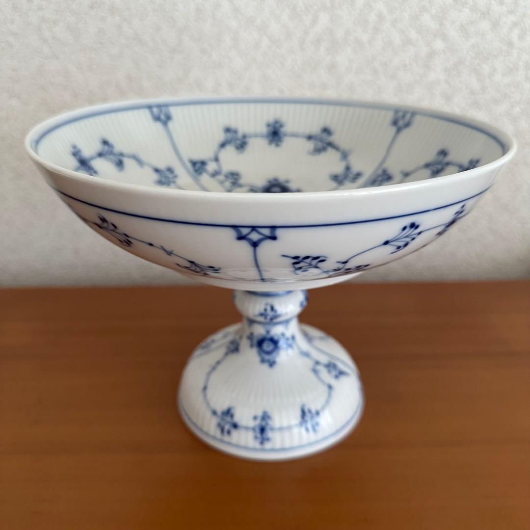 【超美品】ロイヤルコペンハーゲン ブルーフルーテッド プレーンレース コンポート
