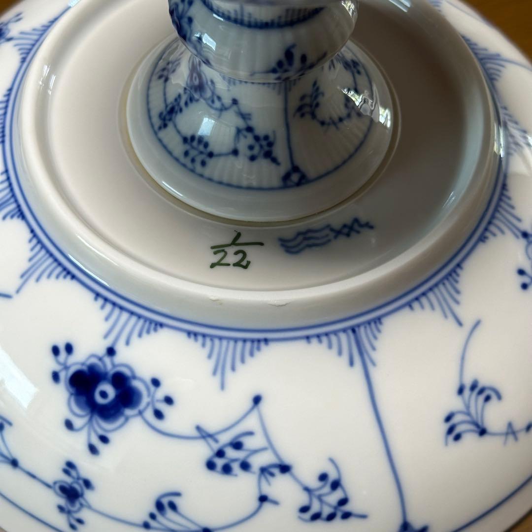 【超美品】ロイヤルコペンハーゲン ブルーフルーテッド プレーンレース コンポート