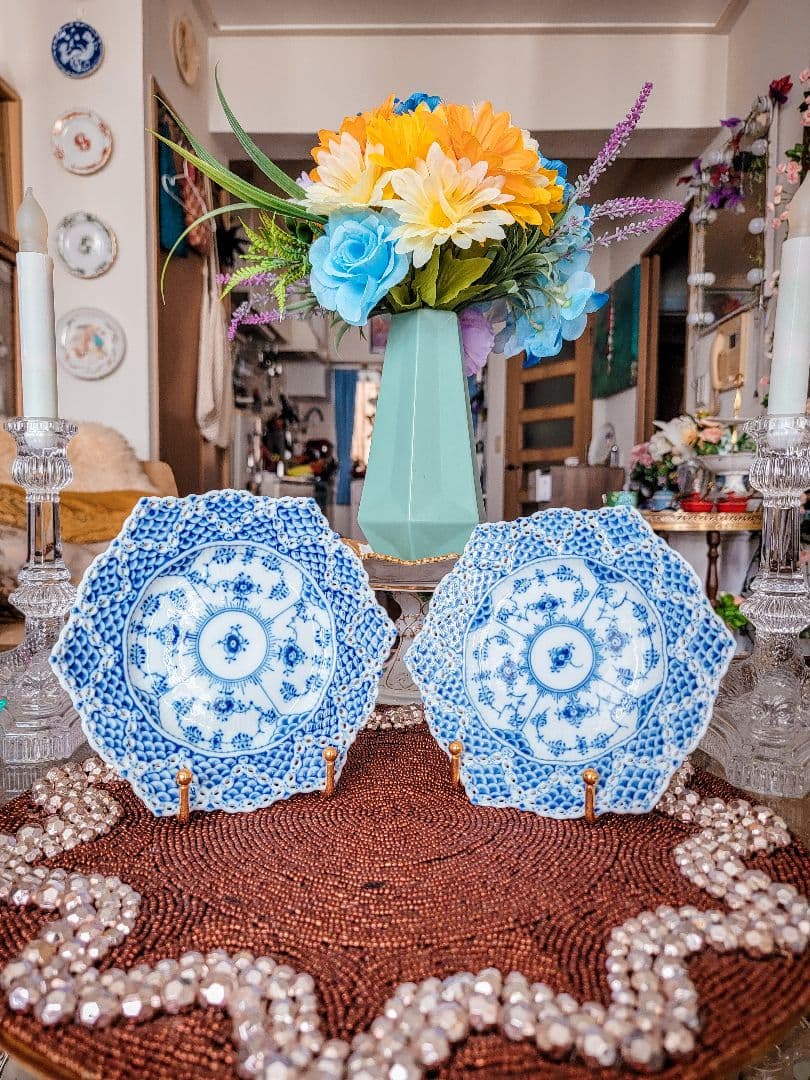 ロイヤルコペンハーゲン ブルーフルーテッド ダブルレース プレート