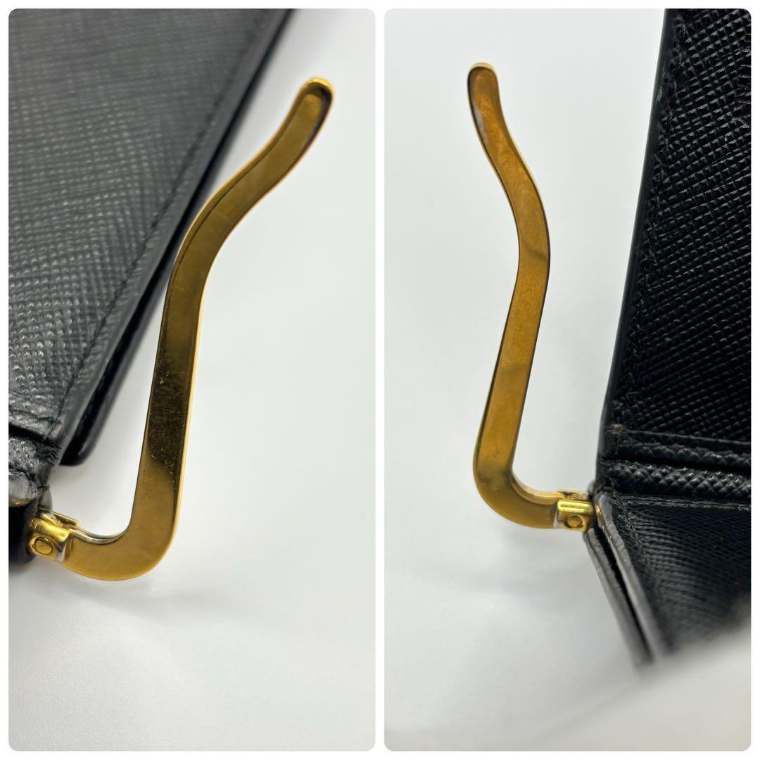 カード収納多✨希少✨プラダ マネークリップ サフィアーノ レザー ブラック