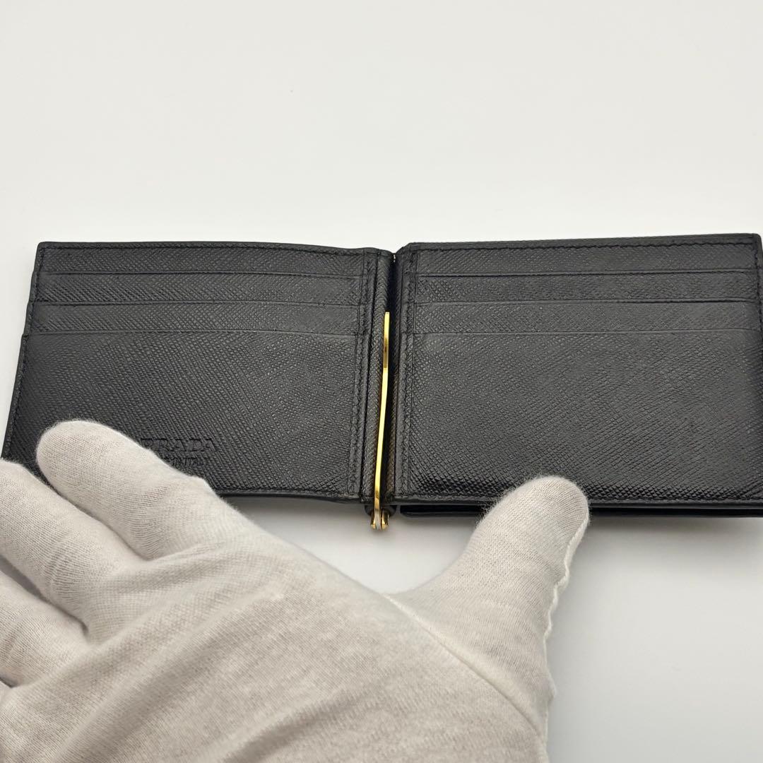 カード収納多✨希少✨プラダ マネークリップ サフィアーノ レザー ブラック