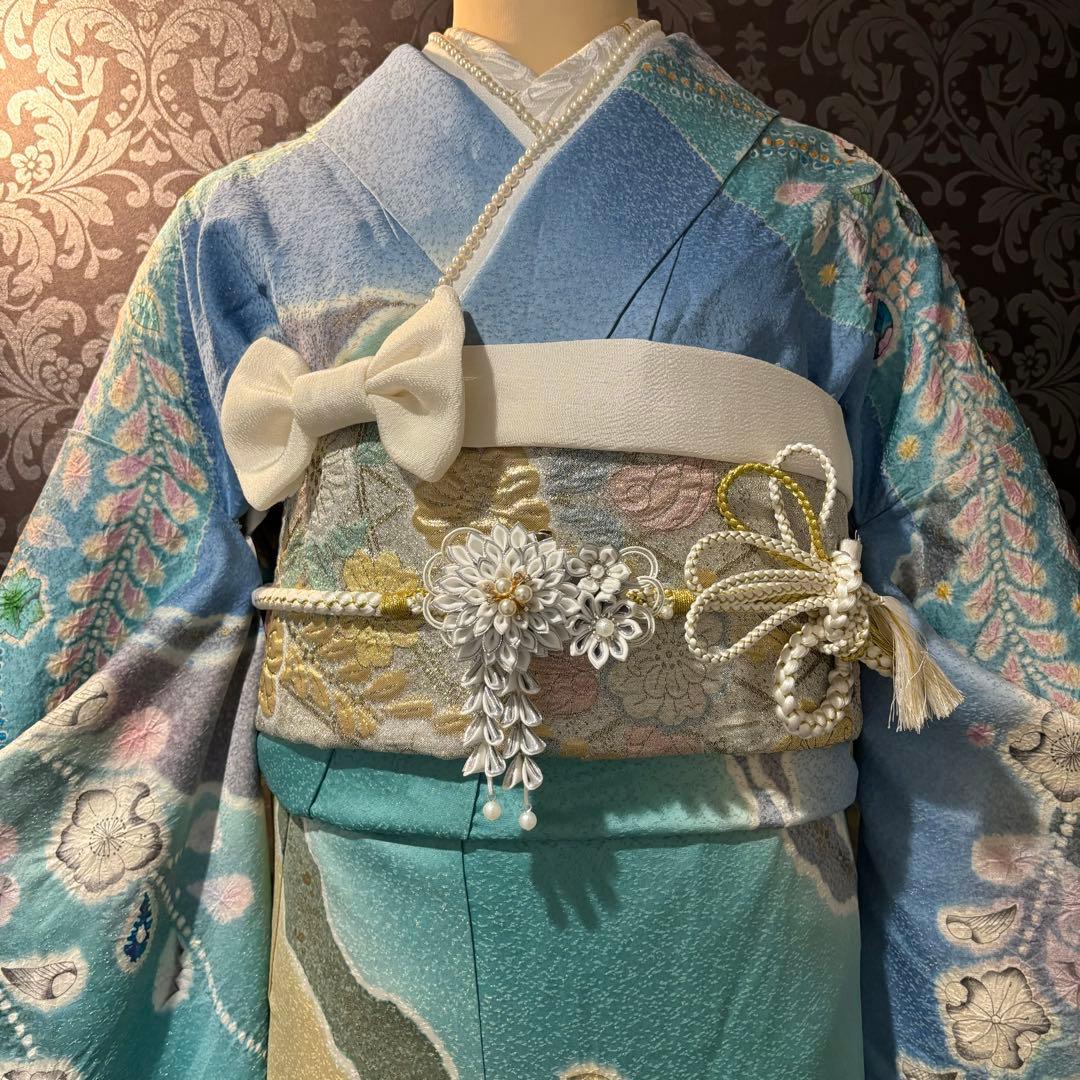 美品　辻ヶ花　作家物　翠山工房　花絞り　逸品　振袖　フルセット 振り袖