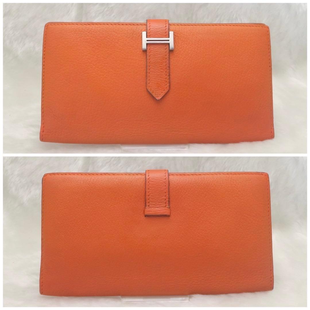 ✨新品同様✨HERMESベアン❤️二折長財布♪オレンジ