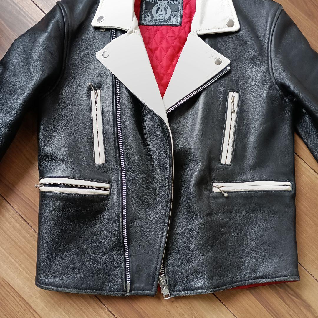 白黒ツートンカラー革ジャン 　KEYSTATION キーステーション ロカビリー