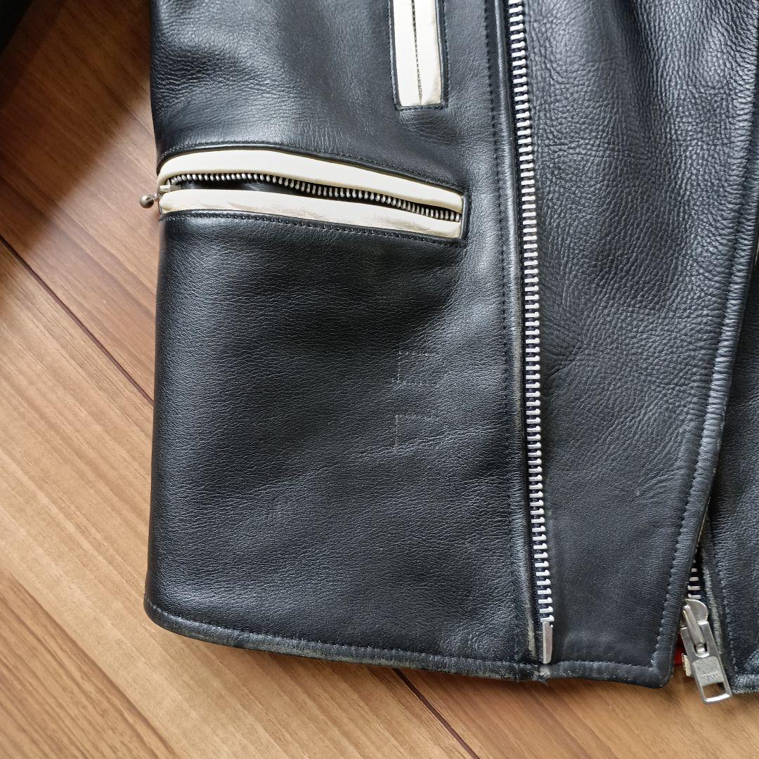 白黒ツートンカラー革ジャン 　KEYSTATION キーステーション ロカビリー