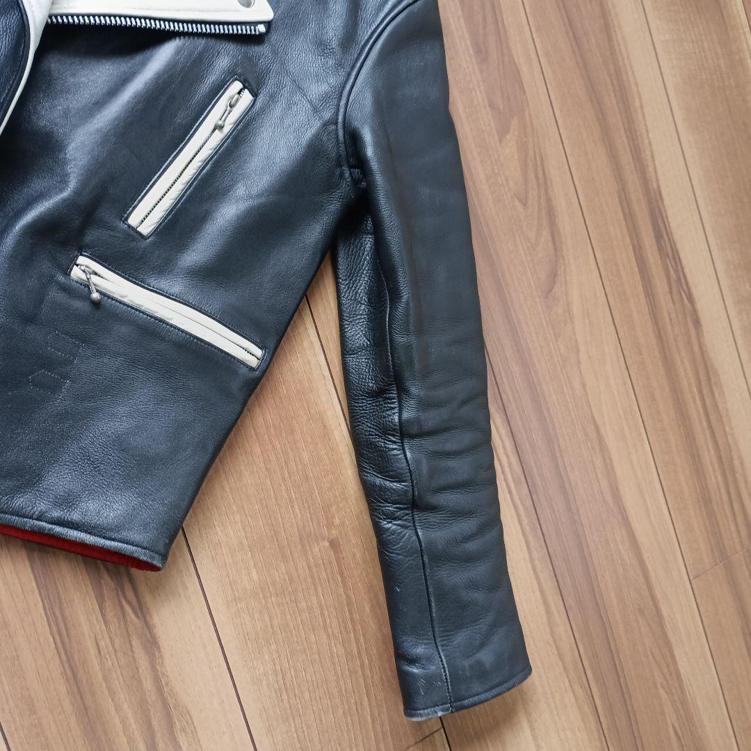 白黒ツートンカラー革ジャン 　KEYSTATION キーステーション ロカビリー