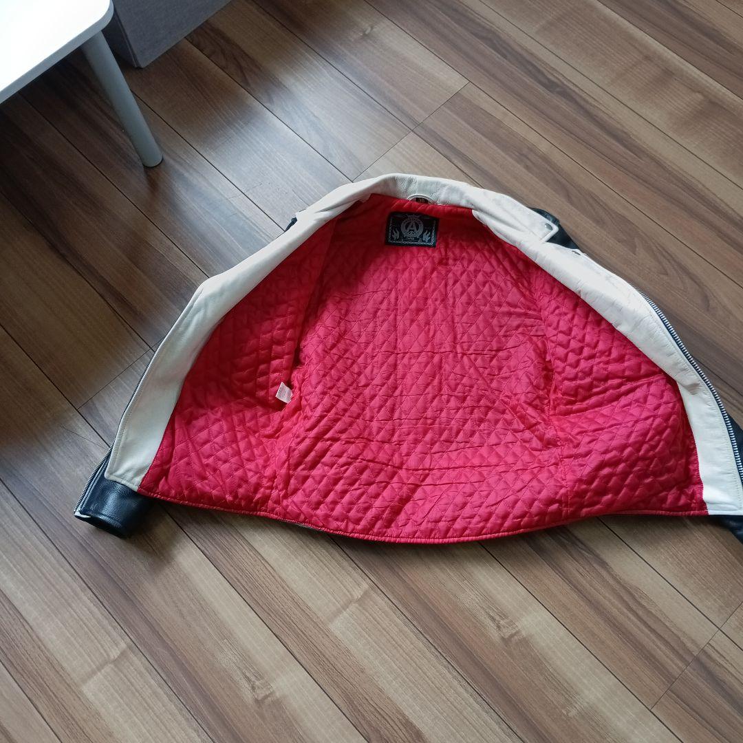 白黒ツートンカラー革ジャン 　KEYSTATION キーステーション ロカビリー