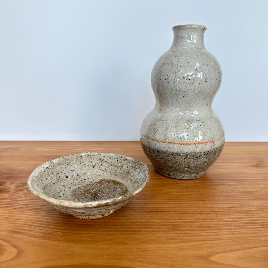 トロピカル　沖縄 大嶺工房　大嶺實清作　蝋抜き徳利お猪口セット