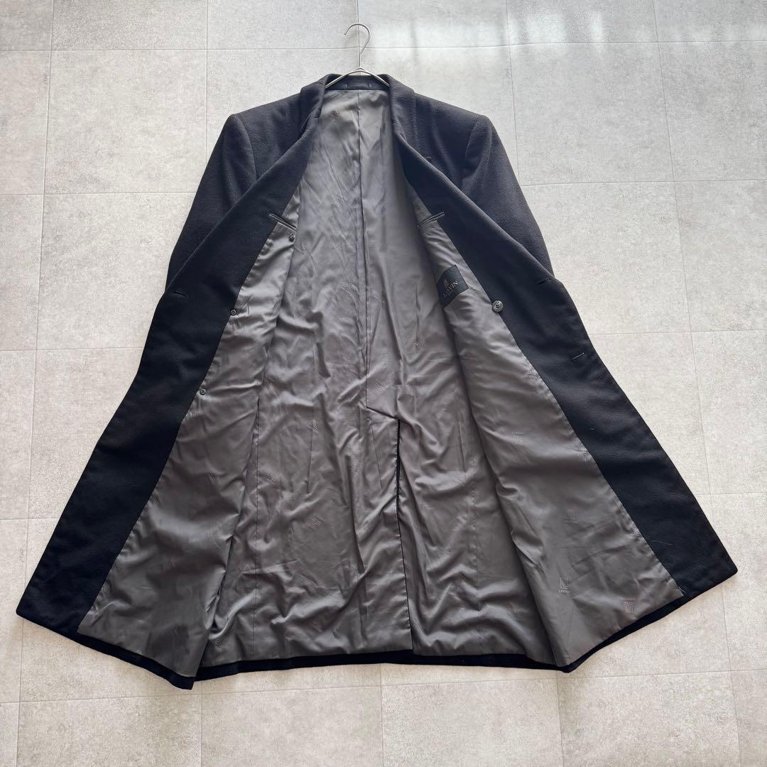 ランバン　チェスターコート　ロング カシミヤ100%　ダブル　黒　L～XLサイズ