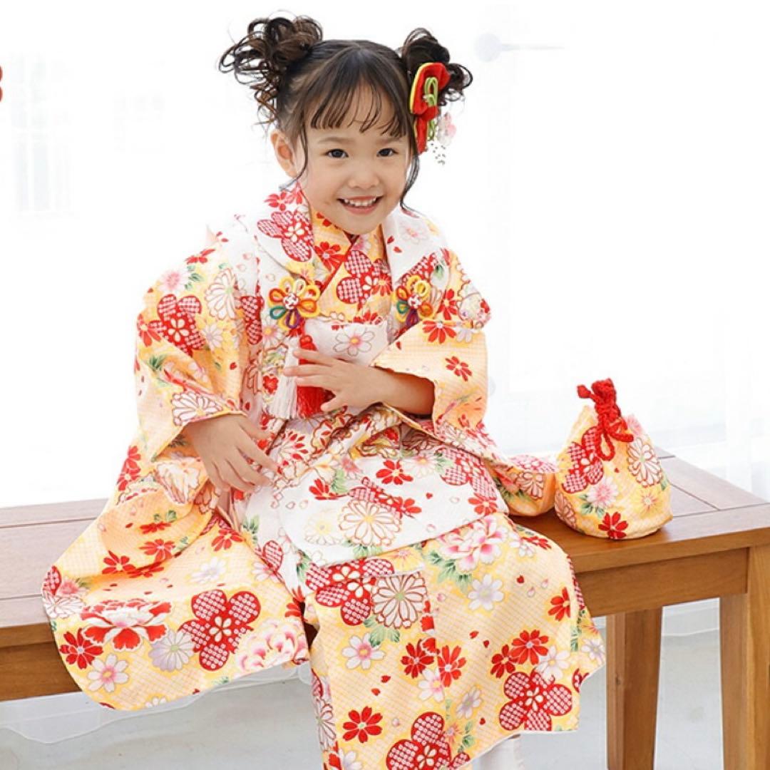 七五三 3歳 着物セット　被布　草履　足袋　髪飾り