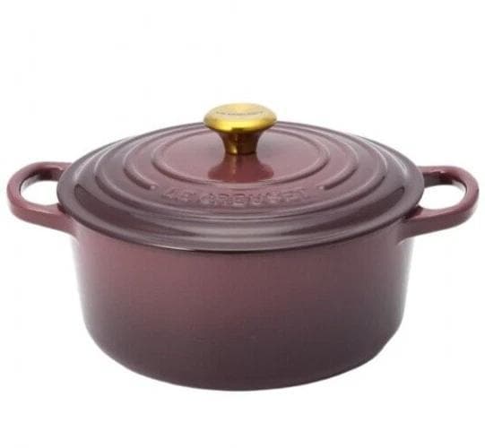 ル・クルーゼ　ココットロンド 22cm フィグ　ゴールドノブ　新品