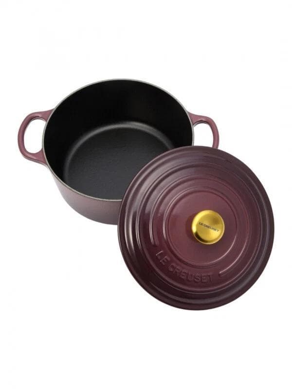 ル・クルーゼ　ココットロンド 22cm フィグ　ゴールドノブ　新品