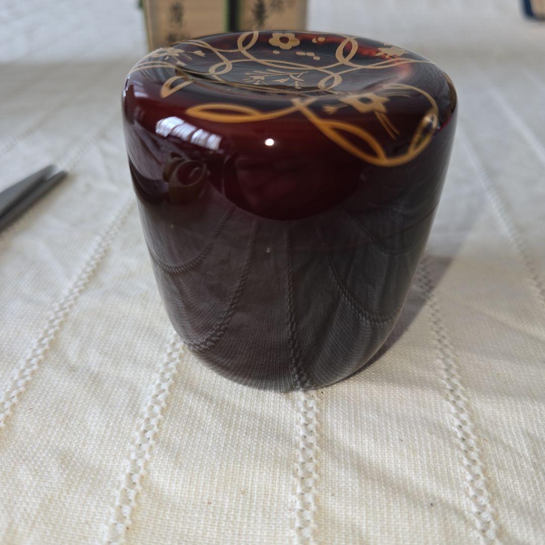 鈴木松栄作 四季七宝蒔絵 竹大棗 共箱