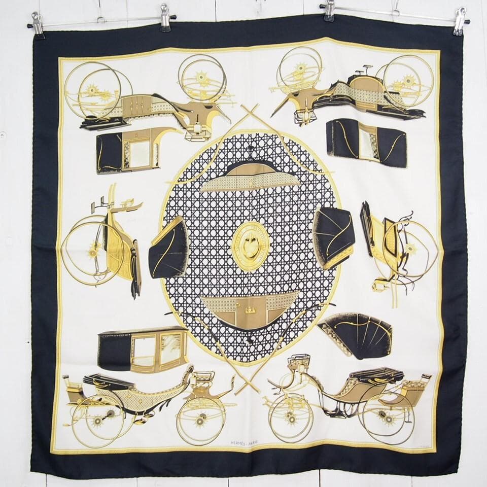 エルメス HERMES カレ90 LA PERRIERE 馬車柄 シルクスカーフ