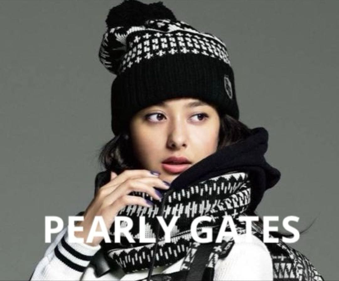 PEARLY GATES フード付きネックウォーマー、ニットキャップ