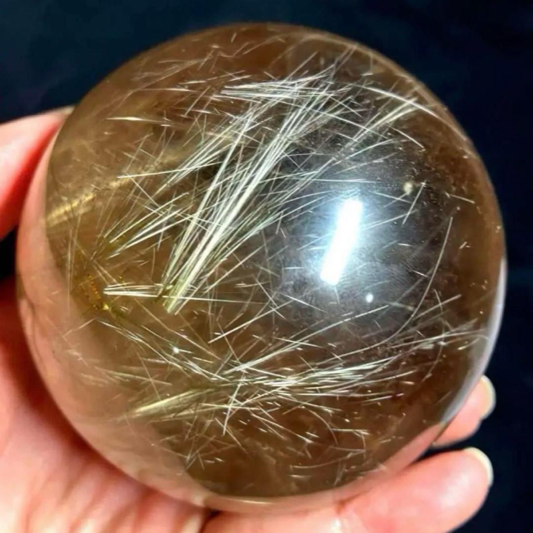 希少★ゴールドルチルクォーツ★丸玉　77mm　ビックサイズ　天然石