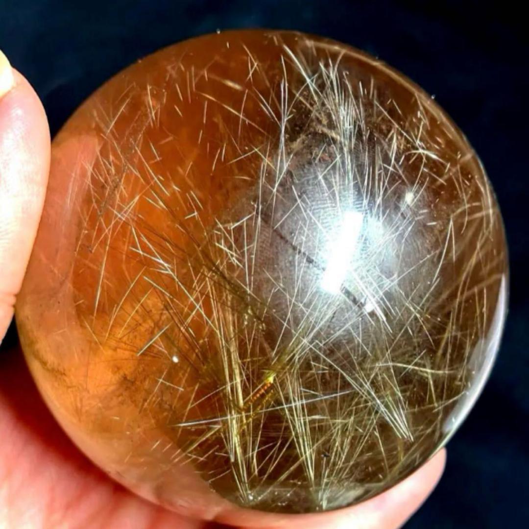 希少★ゴールドルチルクォーツ★丸玉　77mm　ビックサイズ　天然石