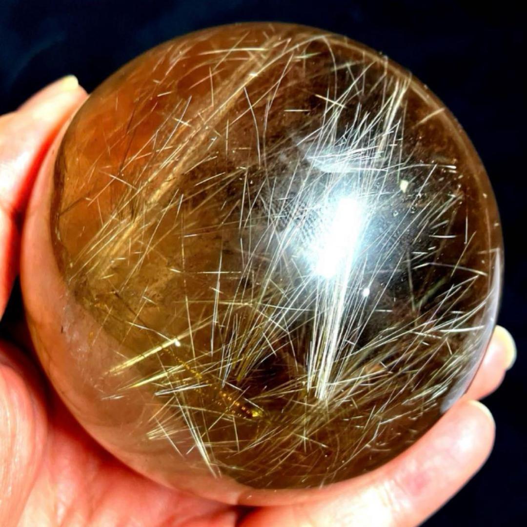 希少★ゴールドルチルクォーツ★丸玉　77mm　ビックサイズ　天然石