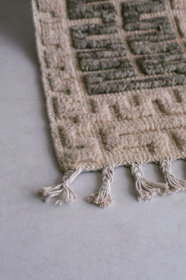 153×86 モロッコ　ベニワレン　新品　ウール　ブラウン　ベージュ