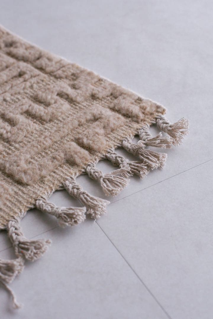 153×86 モロッコ　ベニワレン　新品　ウール　ブラウン　ベージュ