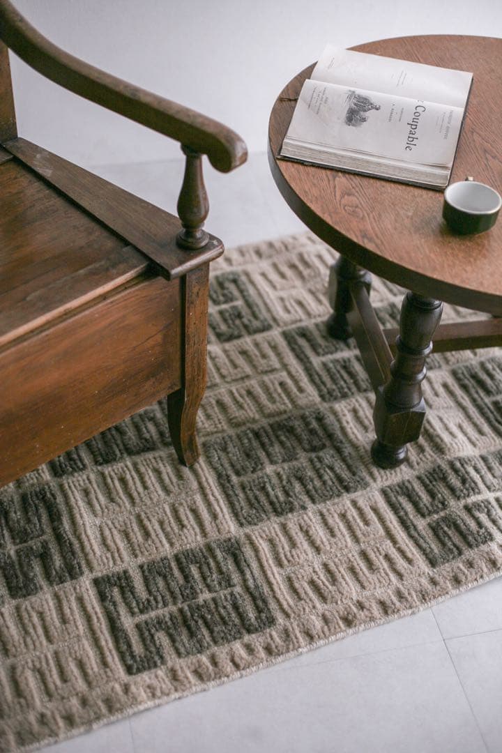 153×86 モロッコ　ベニワレン　新品　ウール　ブラウン　ベージュ