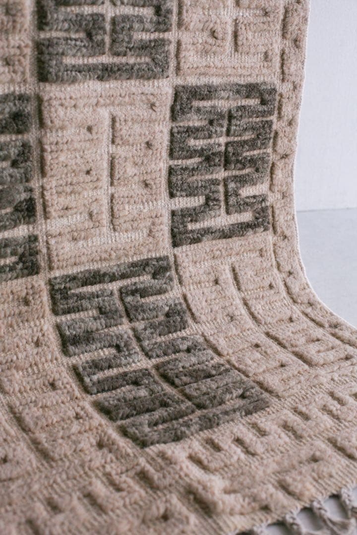 153×86 モロッコ　ベニワレン　新品　ウール　ブラウン　ベージュ