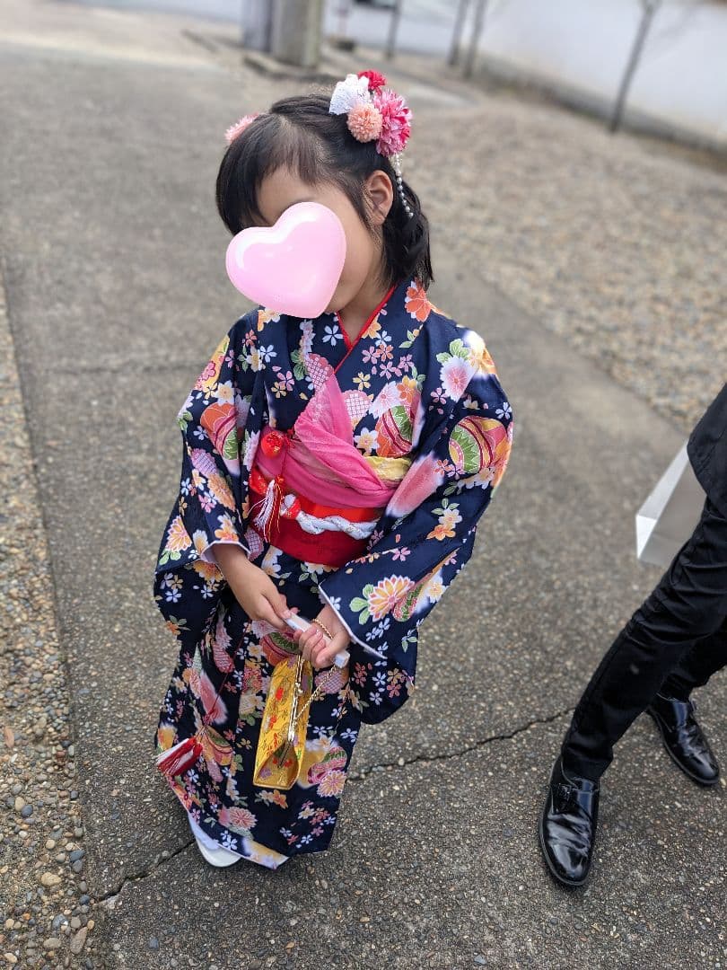 美品 花柄着物 140cm 7歳　七五三　フルセット