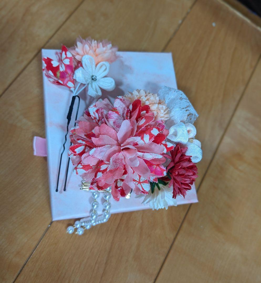 美品 花柄着物 140cm 7歳　七五三　フルセット