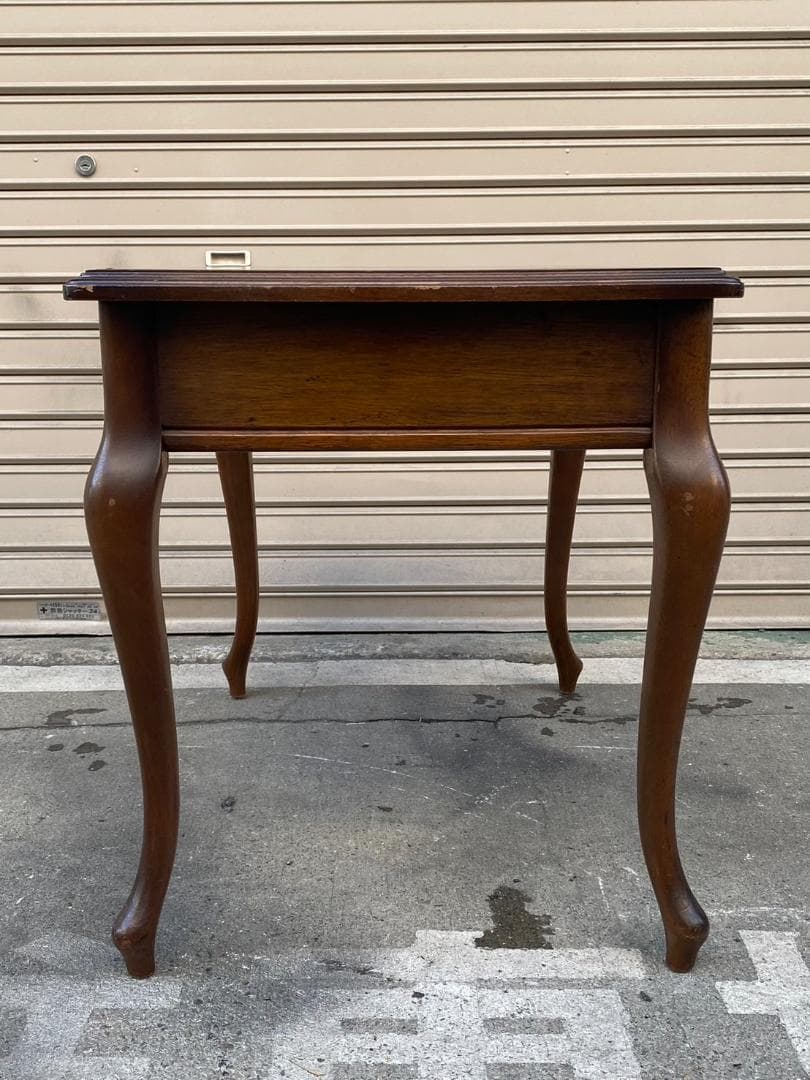 A396【マルニ木工】天然木 猫脚 サイドテーブル 引き出し付 オールドマルニ