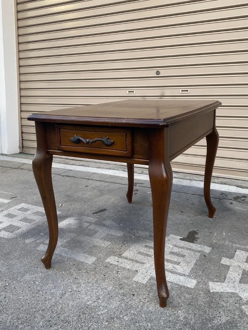 A396【マルニ木工】天然木 猫脚 サイドテーブル 引き出し付 オールドマルニ