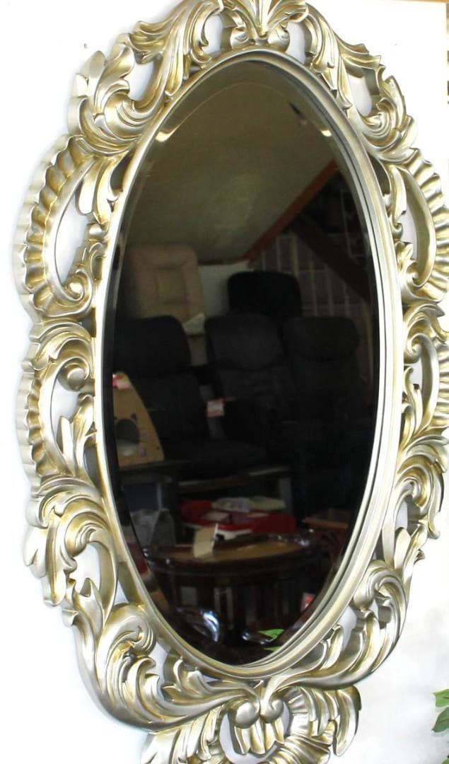 アンティーク　ミラー　ゴージャス　シルバー　ナイト　宮殿　鏡　ウォールミラー