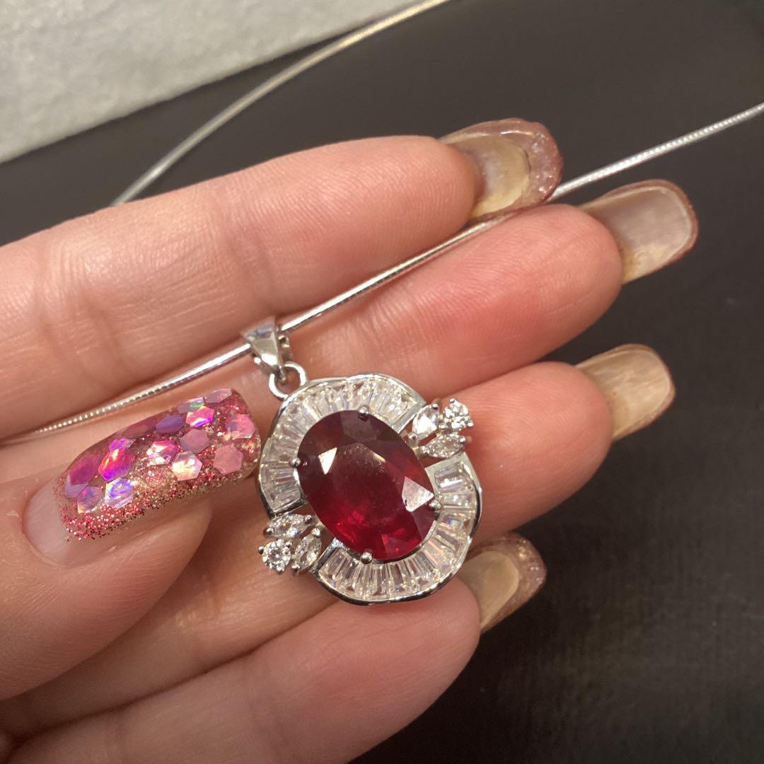 ど*☆様 天然石ルビーペンダントトップ&リングサイズ限定15号