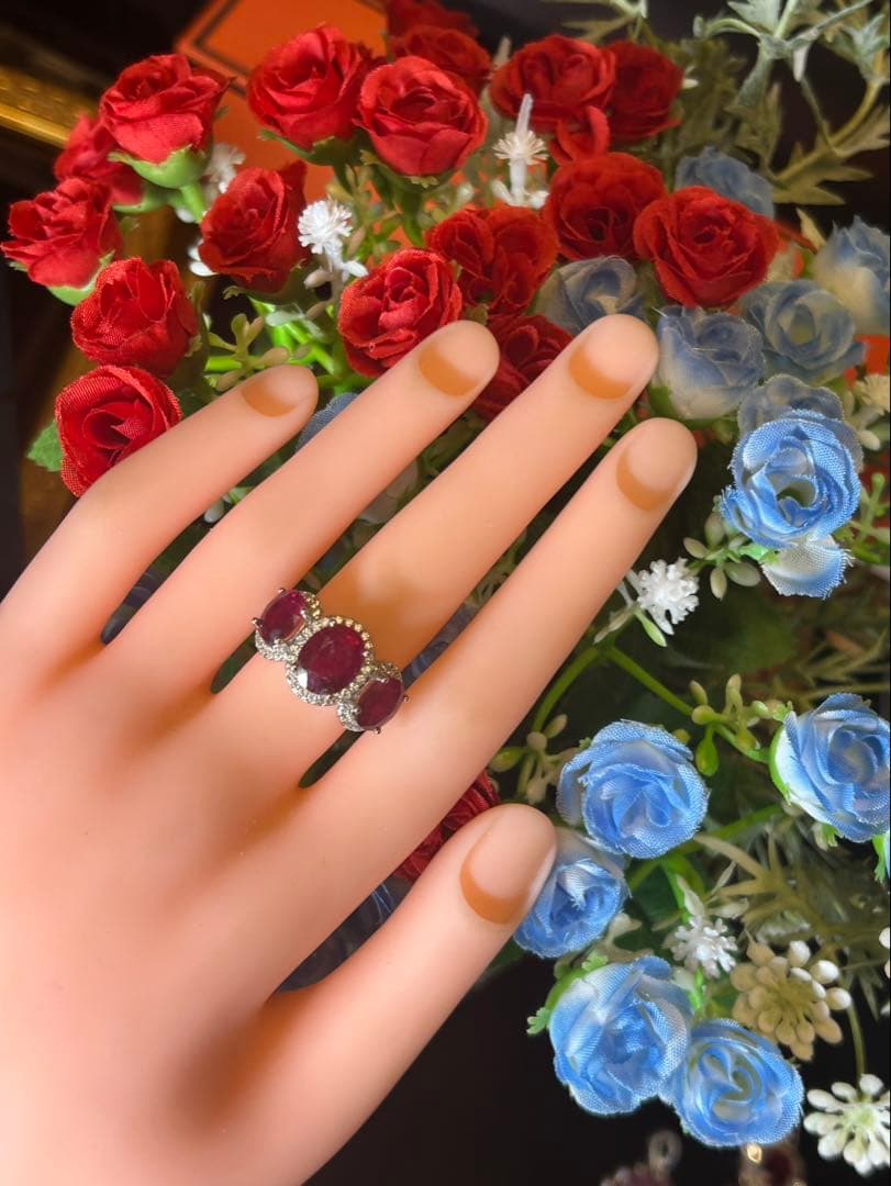 ど*☆様 天然石ルビーペンダントトップ&リングサイズ限定15号