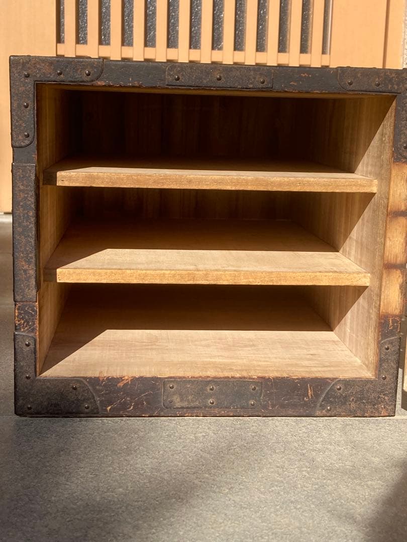 船箪笥　骨董品 古家具 木製箪笥 薬箱 薬箪笥 アンティーク【鍵付き】