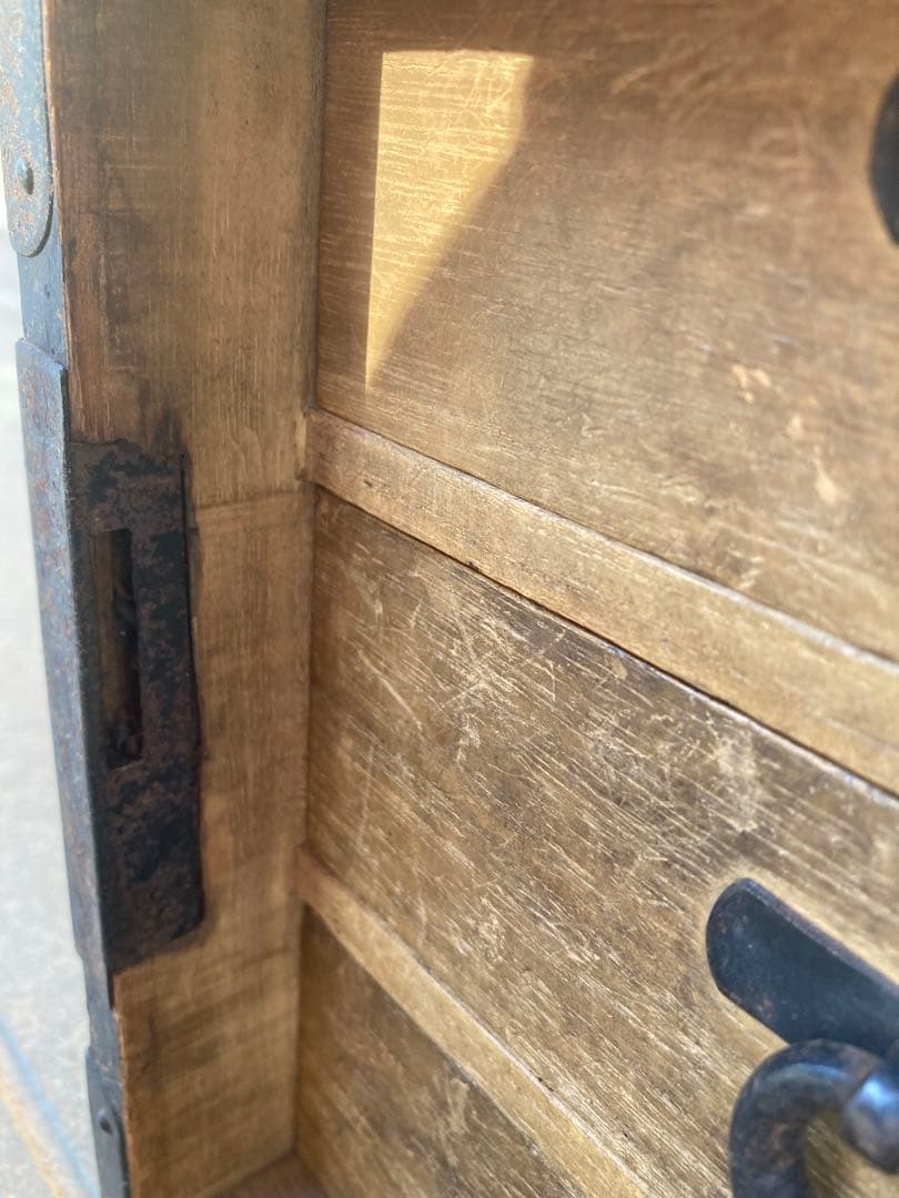 船箪笥　骨董品 古家具 木製箪笥 薬箱 薬箪笥 アンティーク【鍵付き】