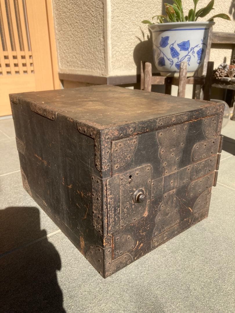 船箪笥　骨董品 古家具 木製箪笥 薬箱 薬箪笥 アンティーク【鍵付き】